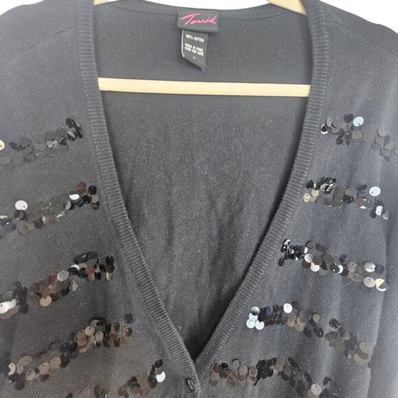 Torrid Paillette Sequin Striped Cardigan Sweater Sz 1X Whiimsigoth Holiday Glam - Picture 2 of 8